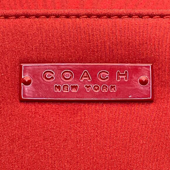 Coach Women’s Red Nylon With Leather Handles Zipper Closure Tote Bag - Picture 2 of 14